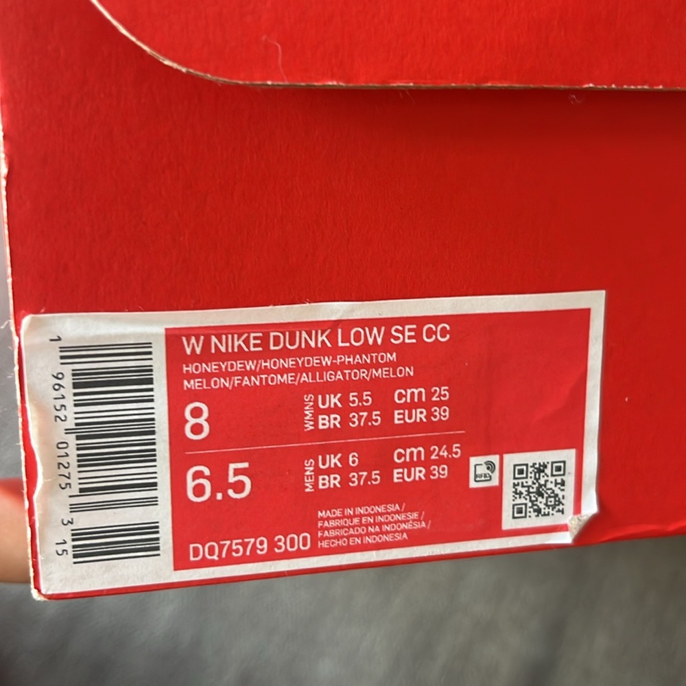 Nike Dunk Fleece Honeydew W Sz 8 - Picture 8 of 8